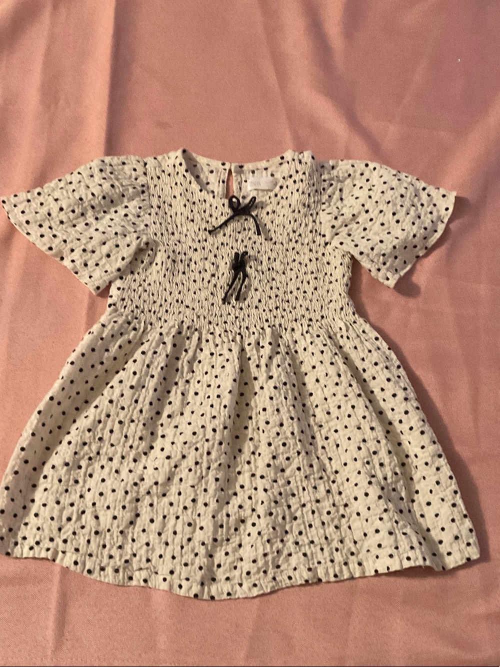 Zara Cream Dress with Black Polka Dots